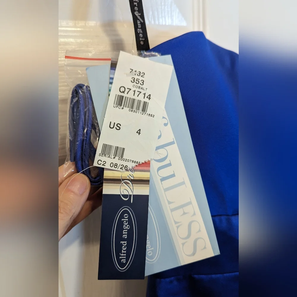 NWT Alfred Angelo strapless blue formal homecoming faux wrap maxi long dress 4 - Picture 12 of 12